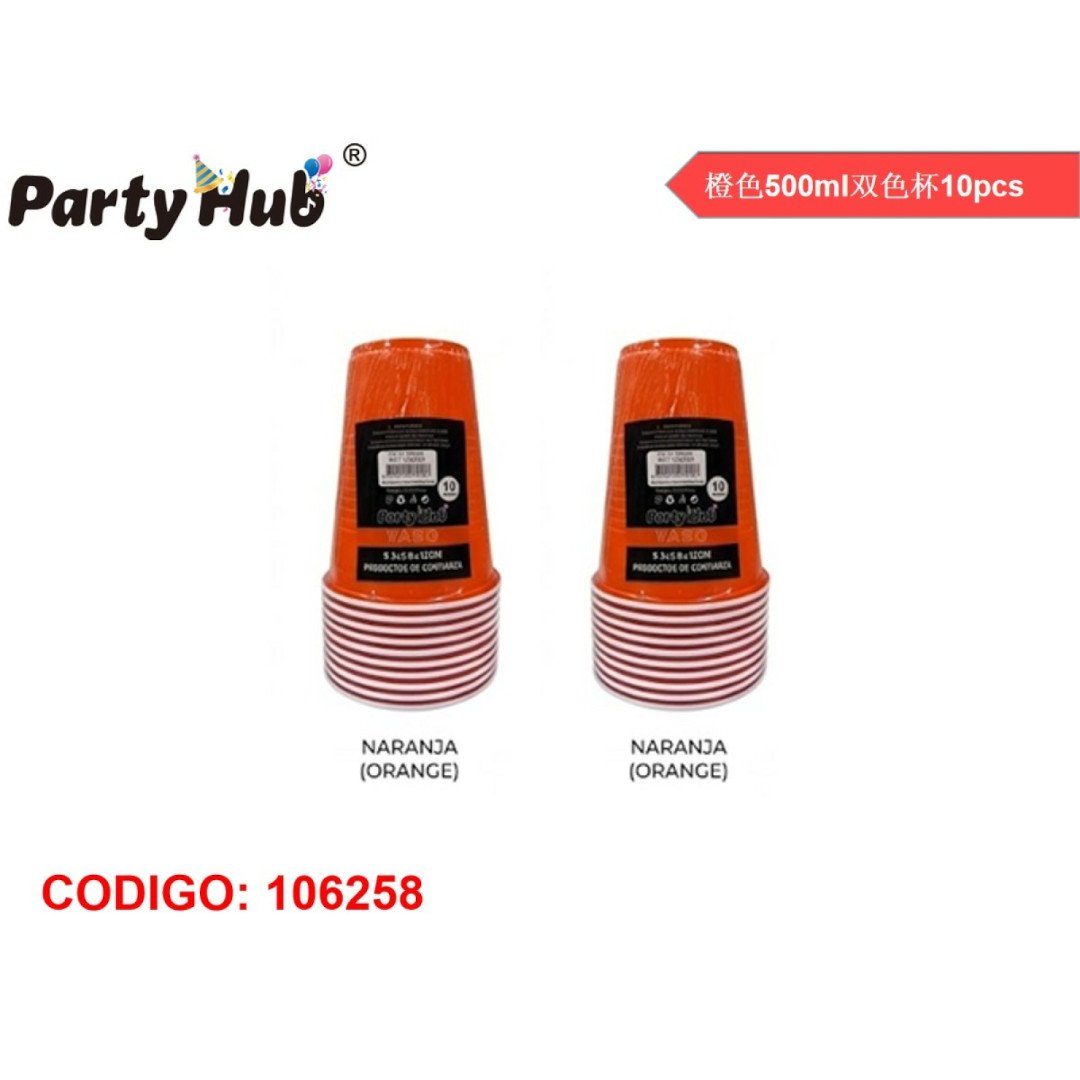 Vaso naranja 10 piezas