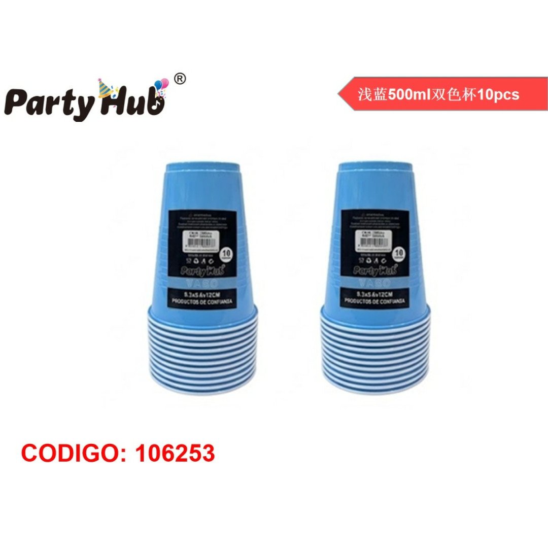 Vaso celeste 10 piezas