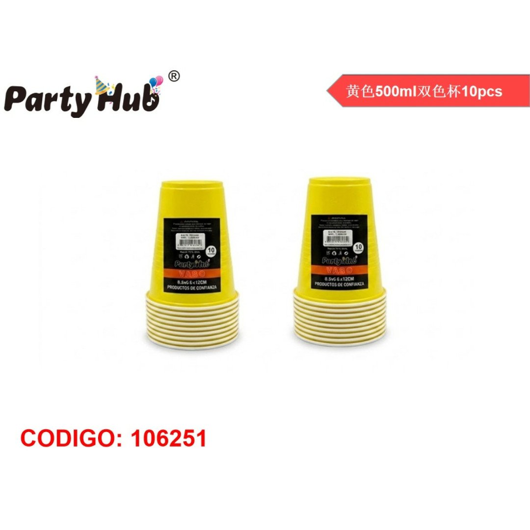 Vaso amarillo 10 piezas