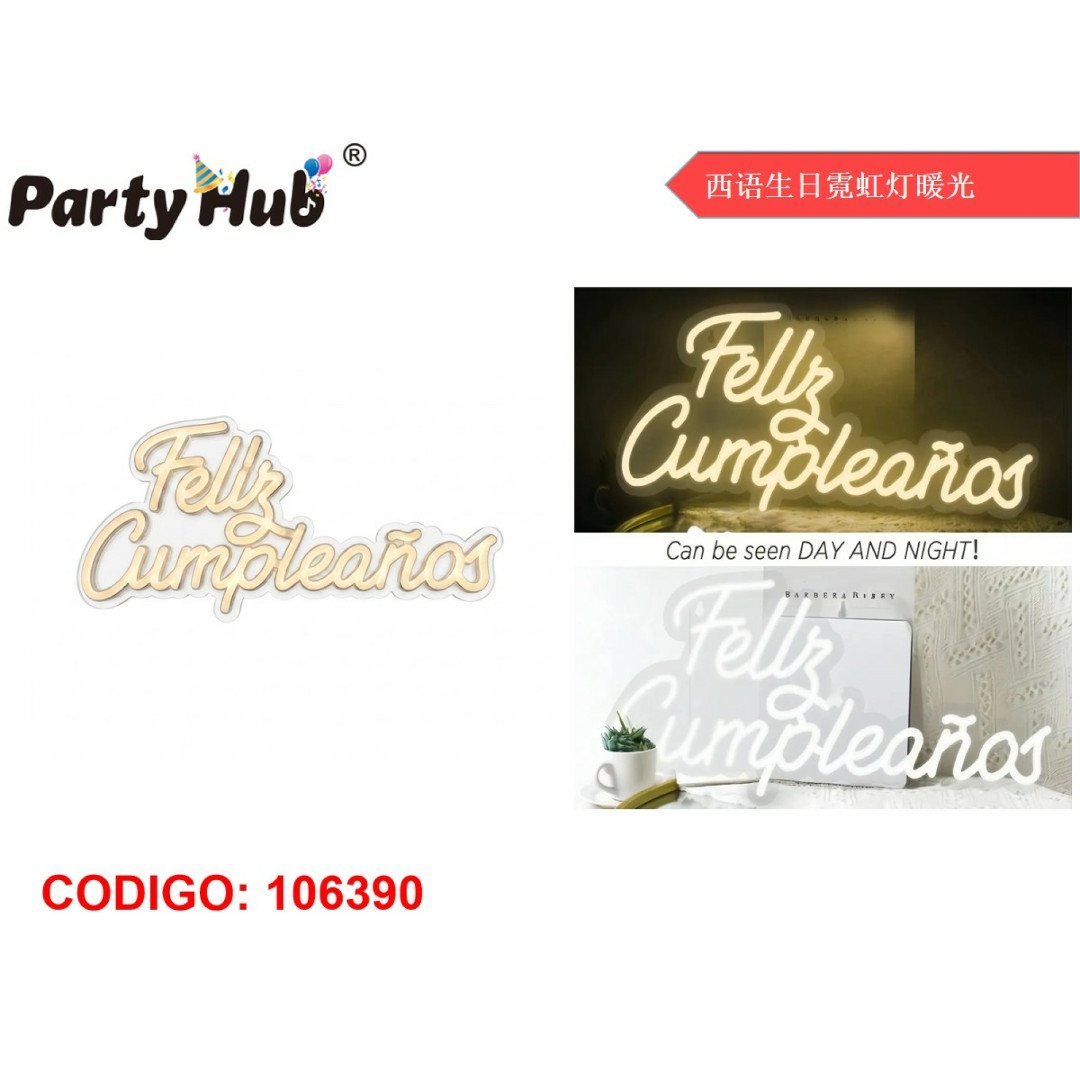 Letrero con luz de feliz cumpleaños